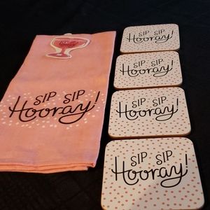 Dish towel and Cork Backed Coasters.
